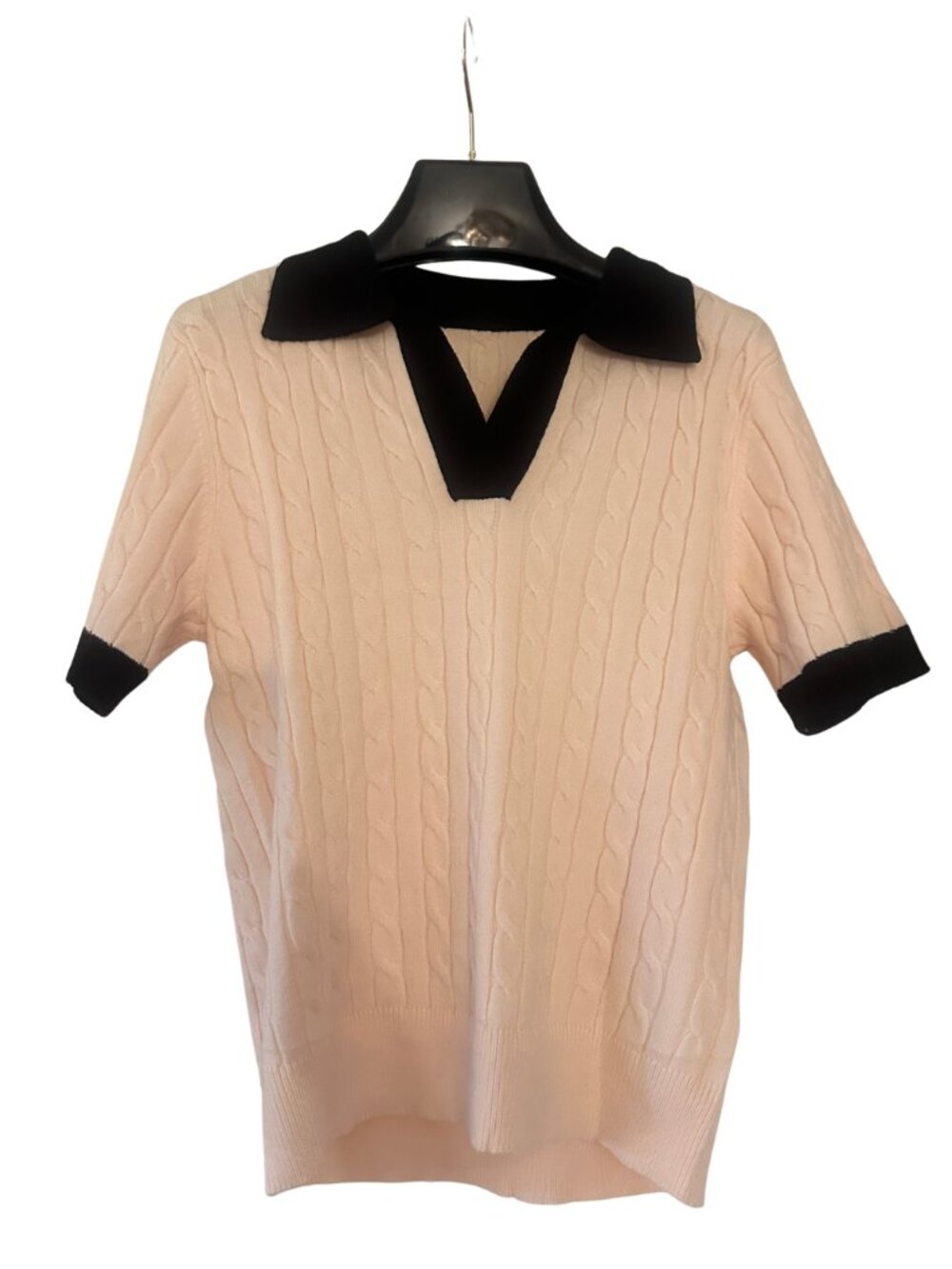 NEW Apricot Cable Knit Short Sleeve Top - Misses Small